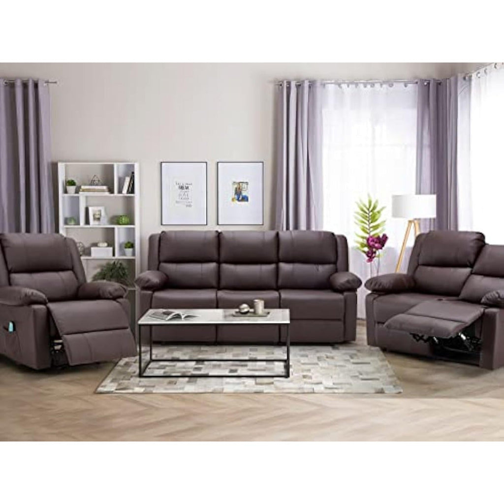YODOLLA Reclining Sofa 3-Seater Couch, Brownbest