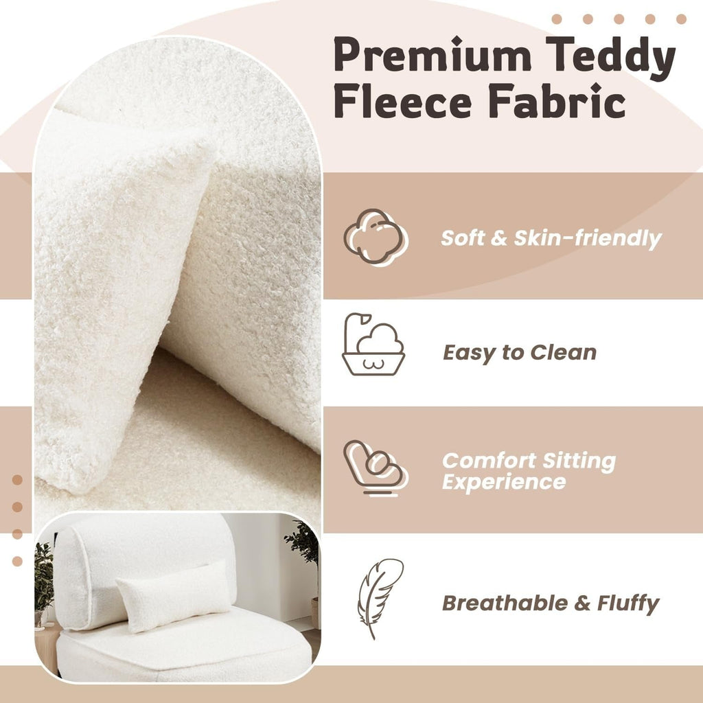 YODOLLA  Mid Century Modern Accent Chair, Extra Large Teddy Upholstered Lounge Chair with Pillow