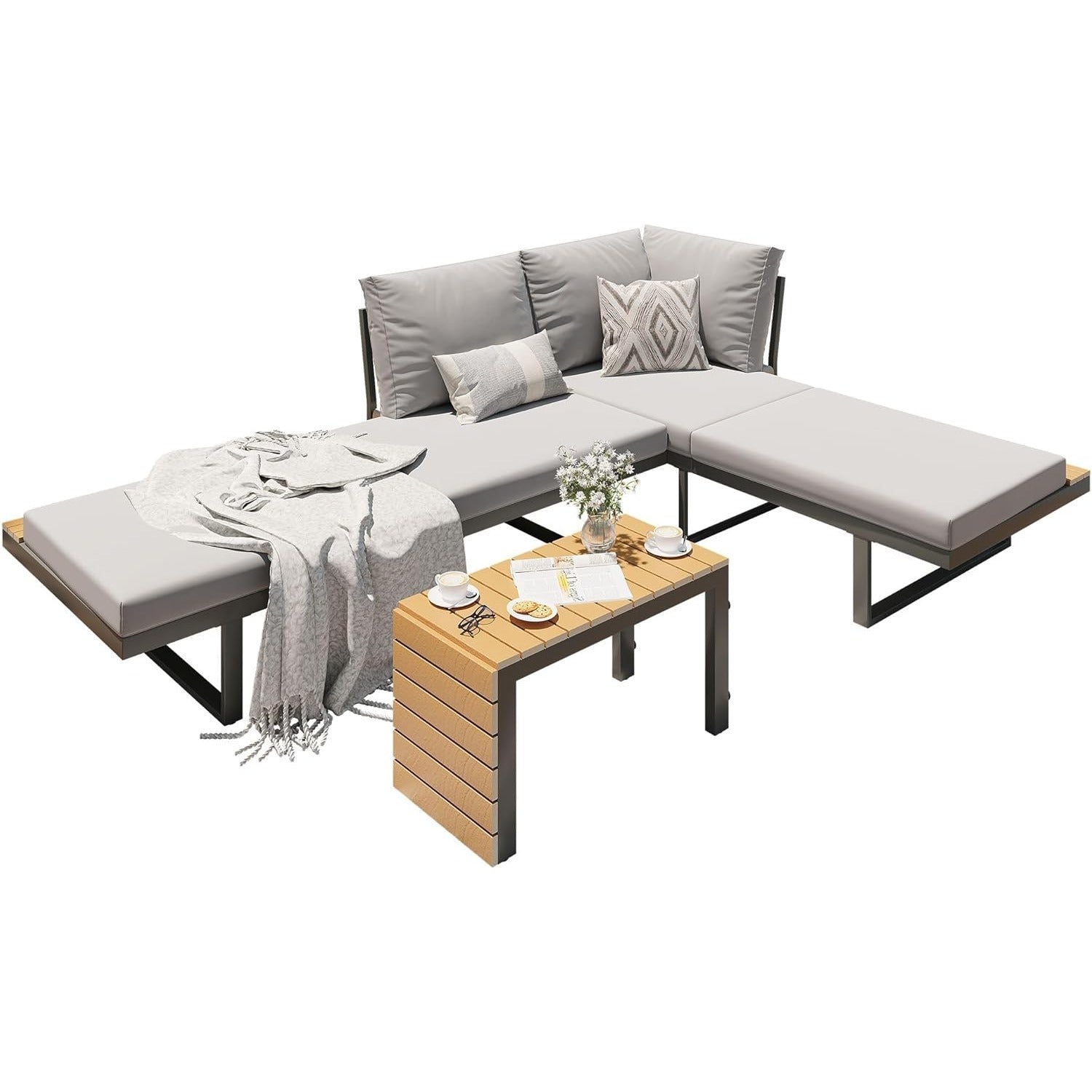 YODOLLA 4 Piece Metal Patio Furniture Set
