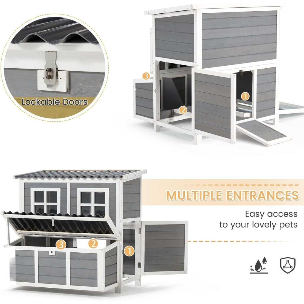 YODOLLA Chicken Coop, 40" Large Wooden Chicken Hutch with 3 Lockable Nesting Boxes