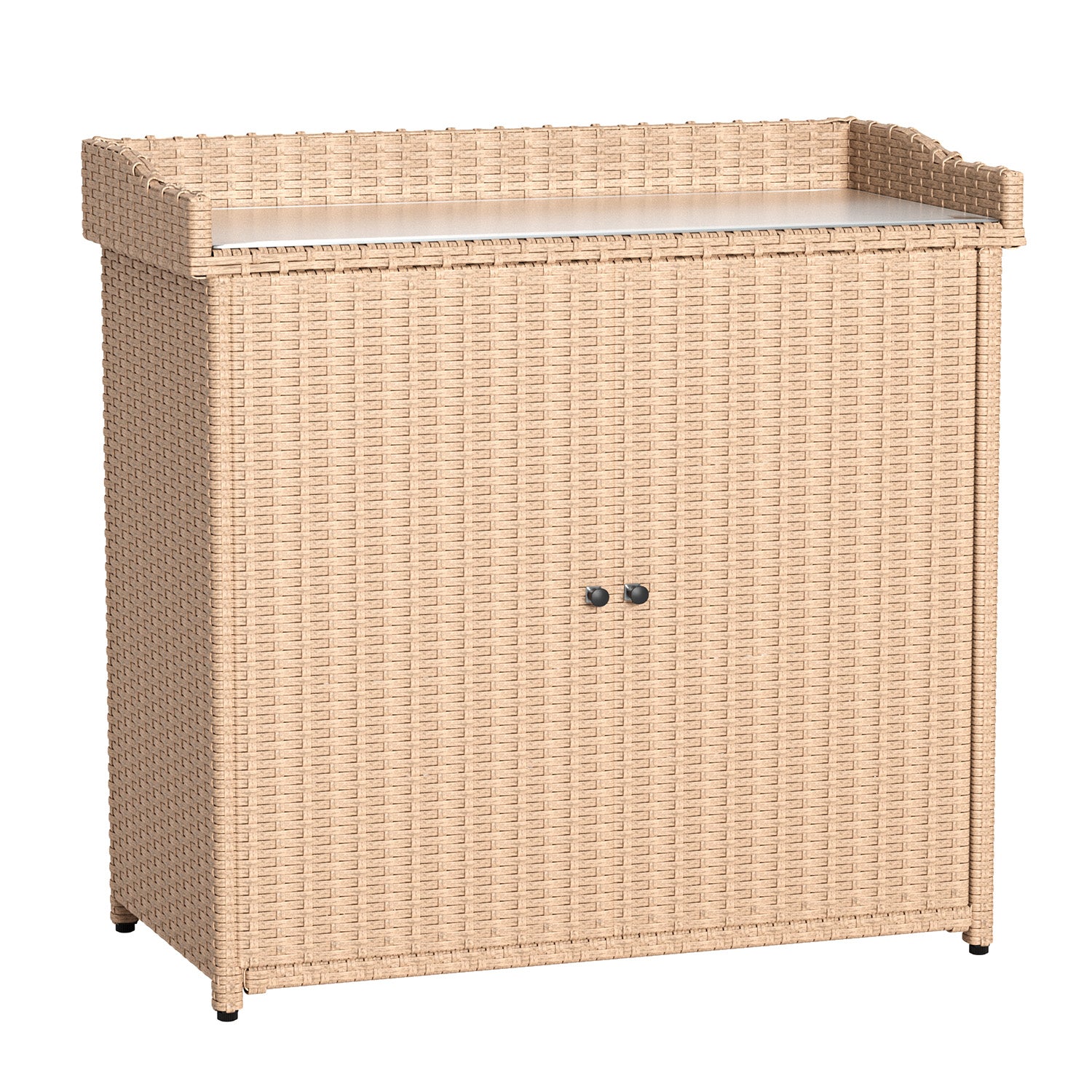 YODOLLA Outdoor Rattan Storage Cabinet, Waterproof, Beigebest