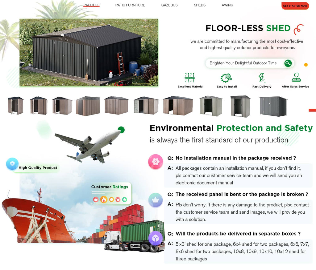 YODOLLA 14x12 Metal Storage Shed Outdoor Shed, Dark Gray