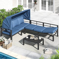 YODOLLA Patio Furniture Set with Retractable Canopy, Dark Bluebest