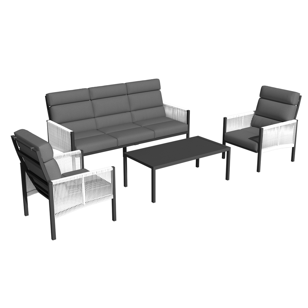 YODOLLA 4 Pieces Aluminum Patio Furniture Set with PE Rope Armrest, Dark Greybest