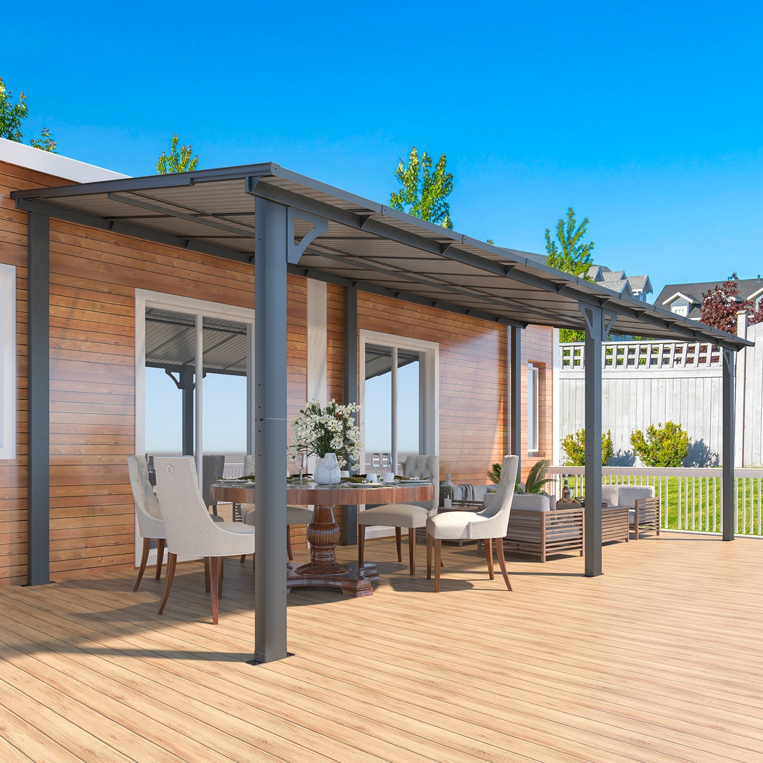 YODOLLA 20' x 8' Gazebo Outdoor Pergola, Dark Grey