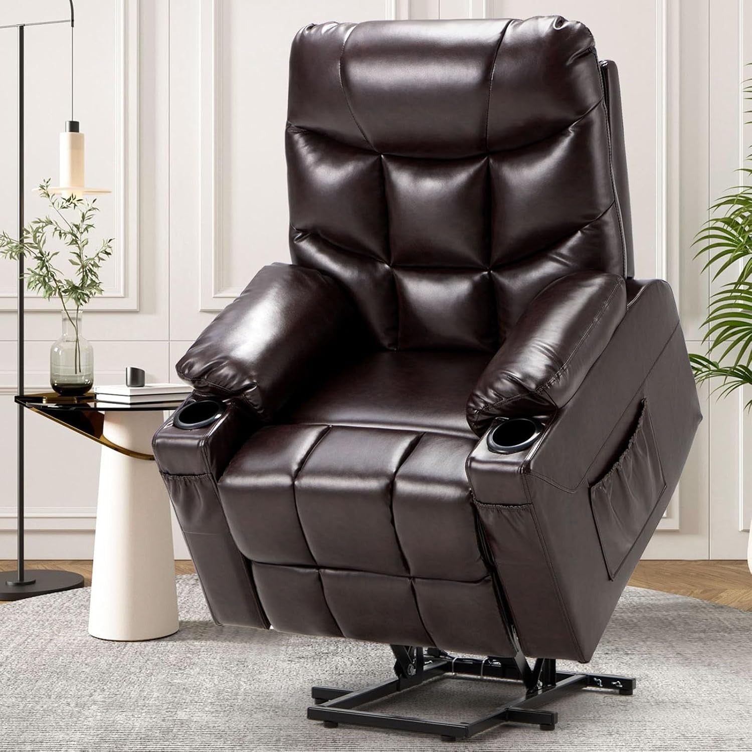 YODOLLA Massage Power Lift Recliner for Elderly, Faux Leather, Dark Brownbest