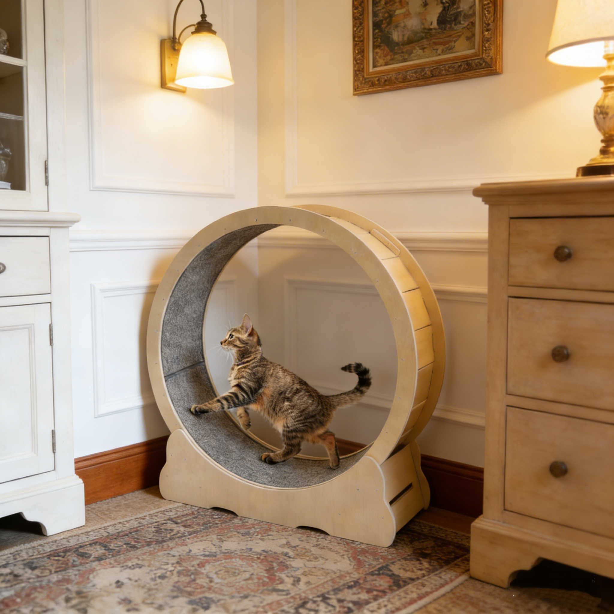 YODOLLA 43.3” Cat Exercise Running Wheel, Natural