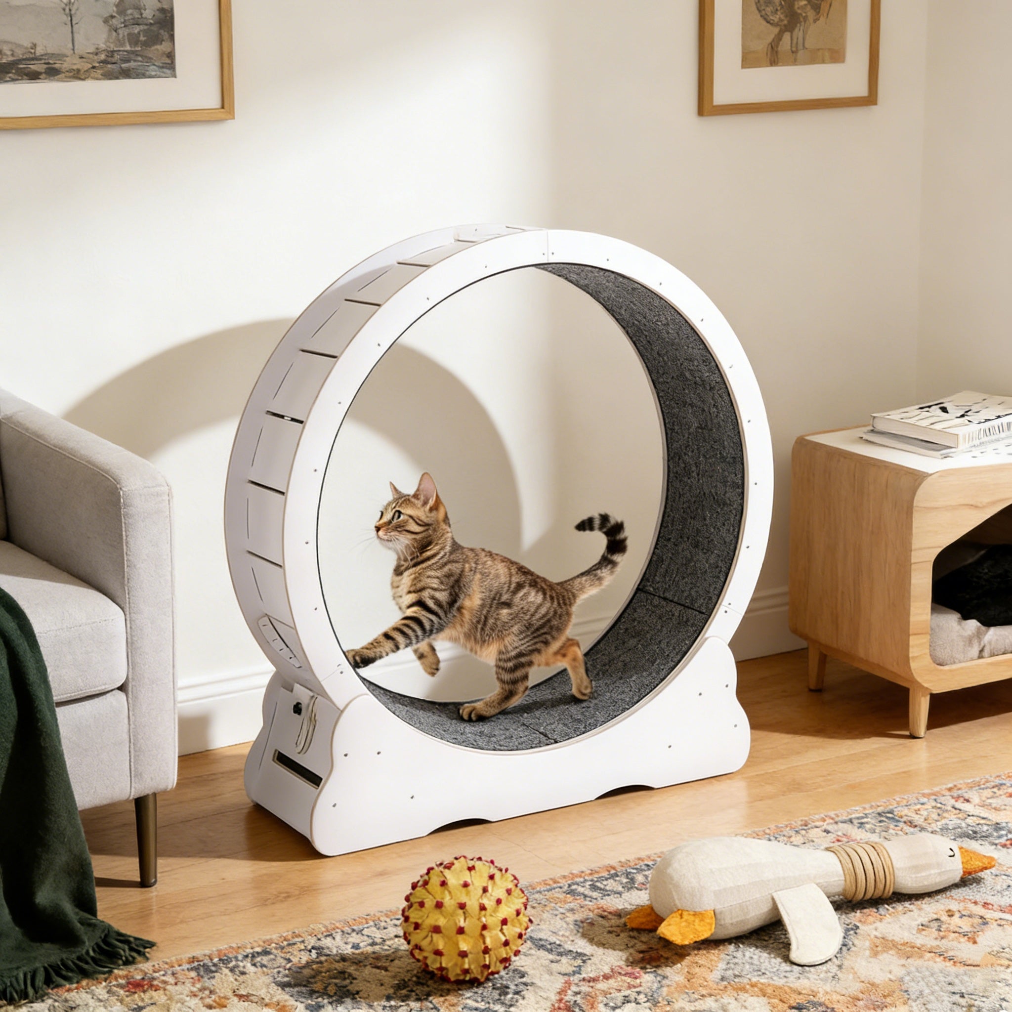 YODOLLA 35.8'' Cat Wheel Large Quiet Cat Treadmill, Whitebest