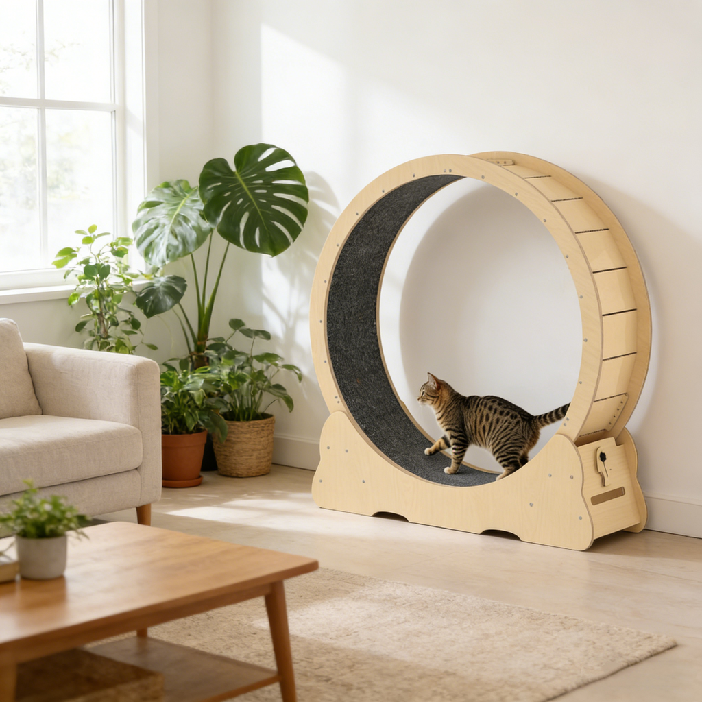 YODOLLA 39.3” Cat Wheel for Indoor Cats, Natural