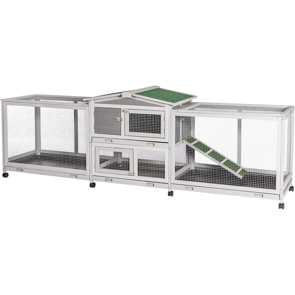YODOLLA Rabbit Hutch 94.5'' Rabbit Hutch with 8 Wheels
