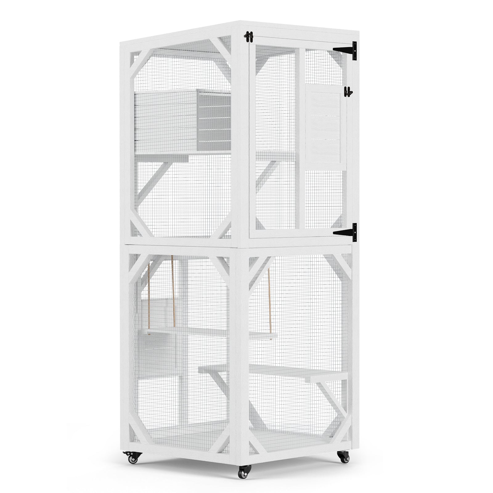 YODOLLA Outdoor Catio Enclosure with Hammock, Safe Play Space for Cats, White