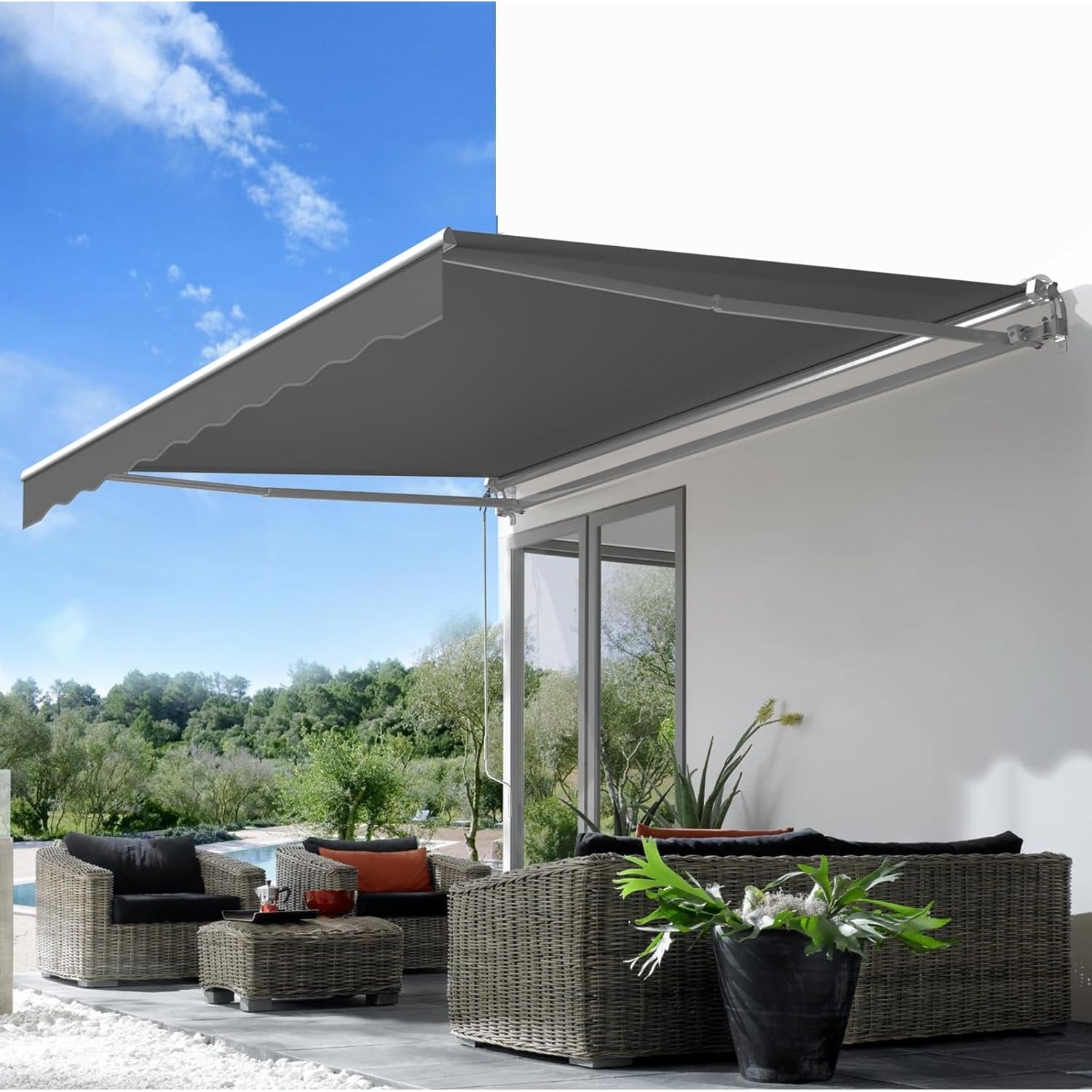YODOLLA 13x8FT Retractable Awning Replacement Sunshade Canopy