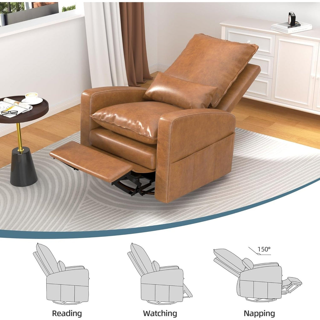 YODOLLA Rocking Chair Reclining Sofa Chair, Faux Leather Brownbest
