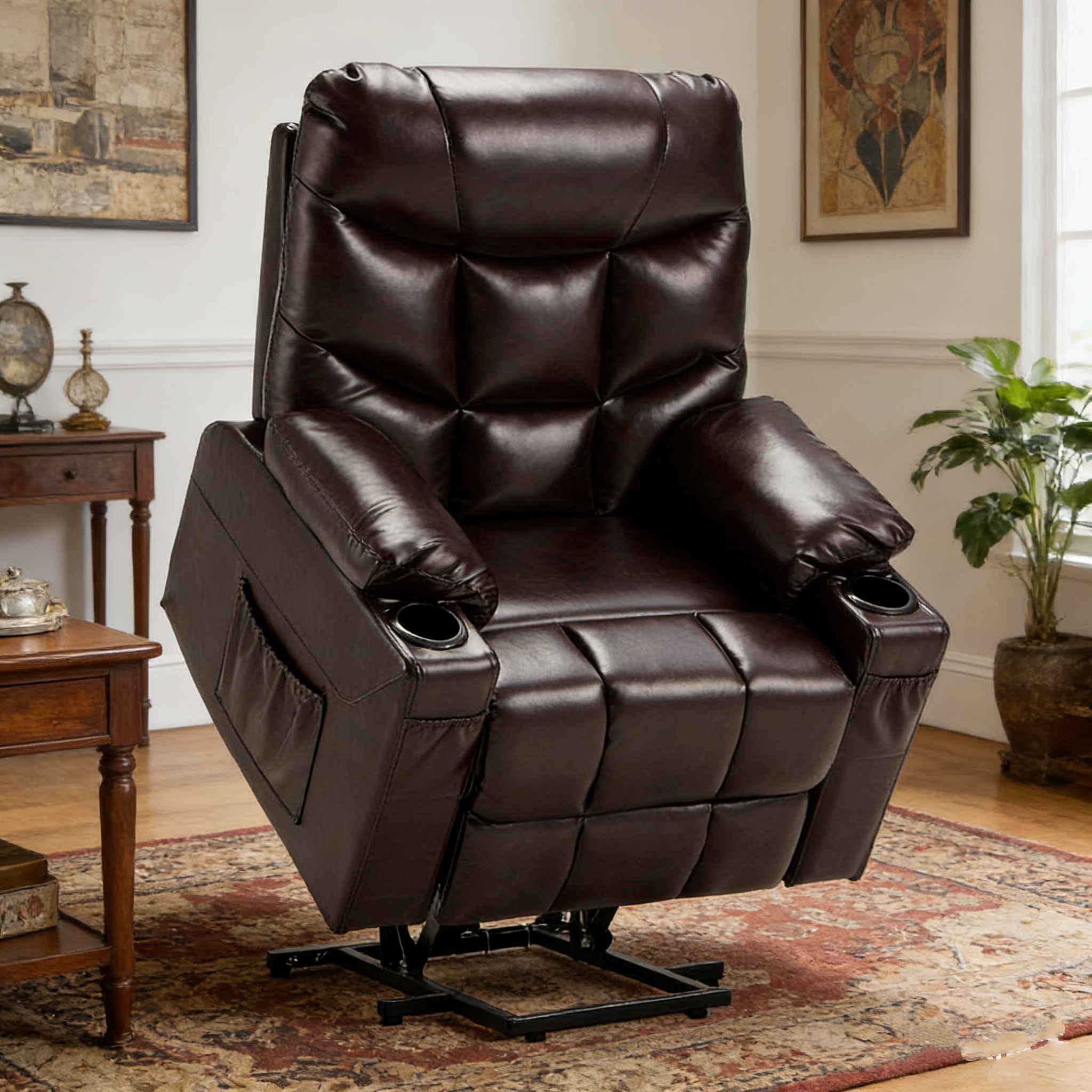 YODOLLA Massage Power Lift Recliner for Elderly, Faux Leather, Dark Brownbest