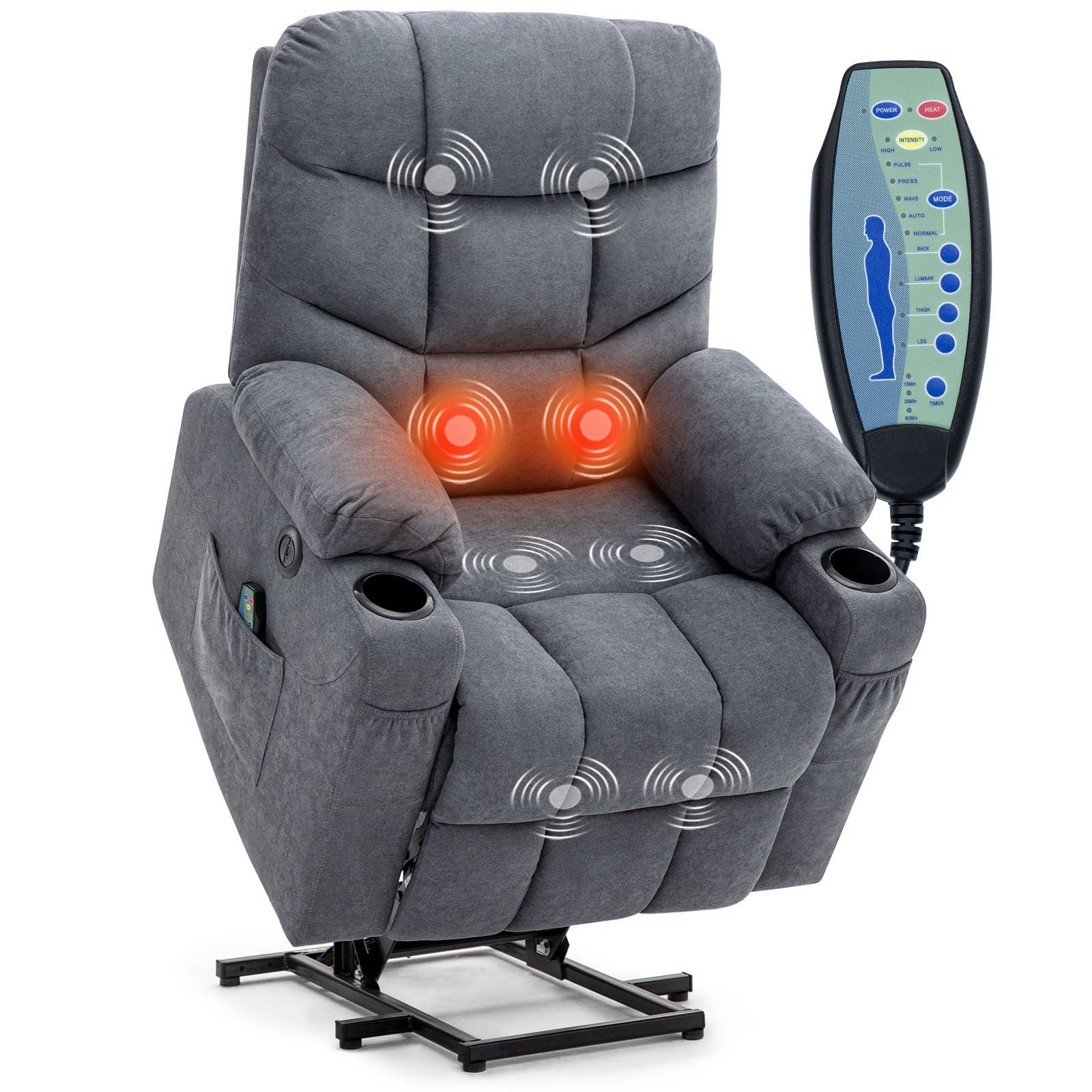 YODOLLA Massage Power Lift Recliner for Elderly, Linen Fabric, Blue Greybest