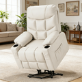 YODOLLA Massage Power Lift Recliner for Elderly, Faux Leather, Cream Whitebest