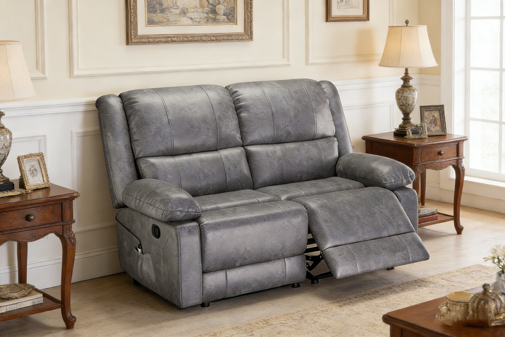 YODOLLA 2 Seat Loveseat Recliner with Heat&Massage Function, Faux Leather, Greybest