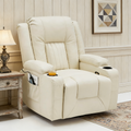 YODOLLA Recliner Chair with Heat&Massage, PU Leather Cream Whitebest