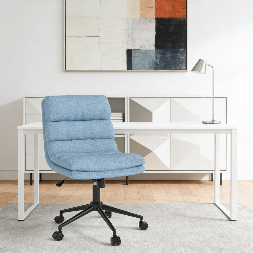 YODOLLA Office Chairs Swivel Desk Chair, Linen Fabric Blue