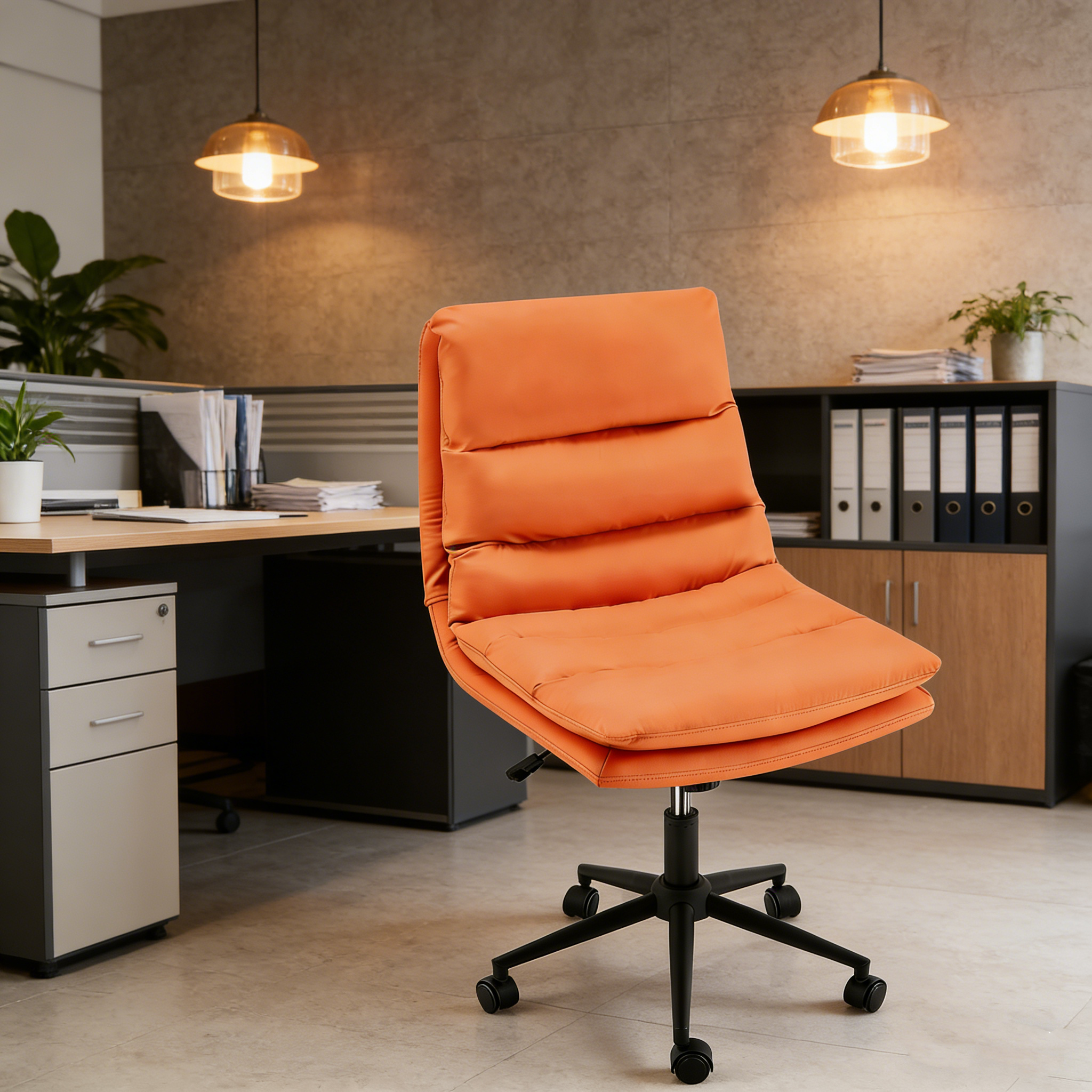 YODOLLA Office Chairs Swivel Desk Chair, PU Leather Orange
