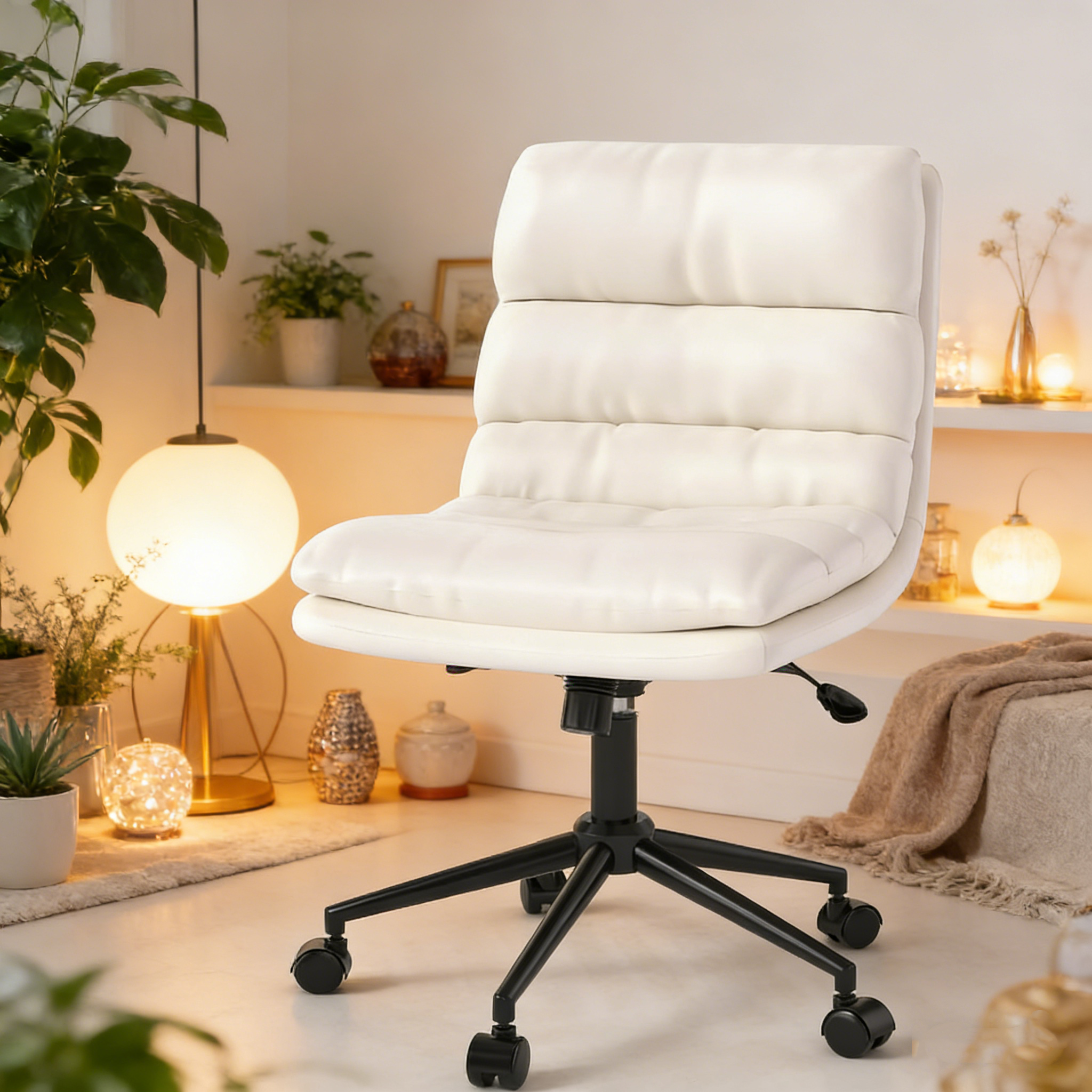 YODOLLA Office Chairs Swivel Desk Chair, PU Leather Whitebest