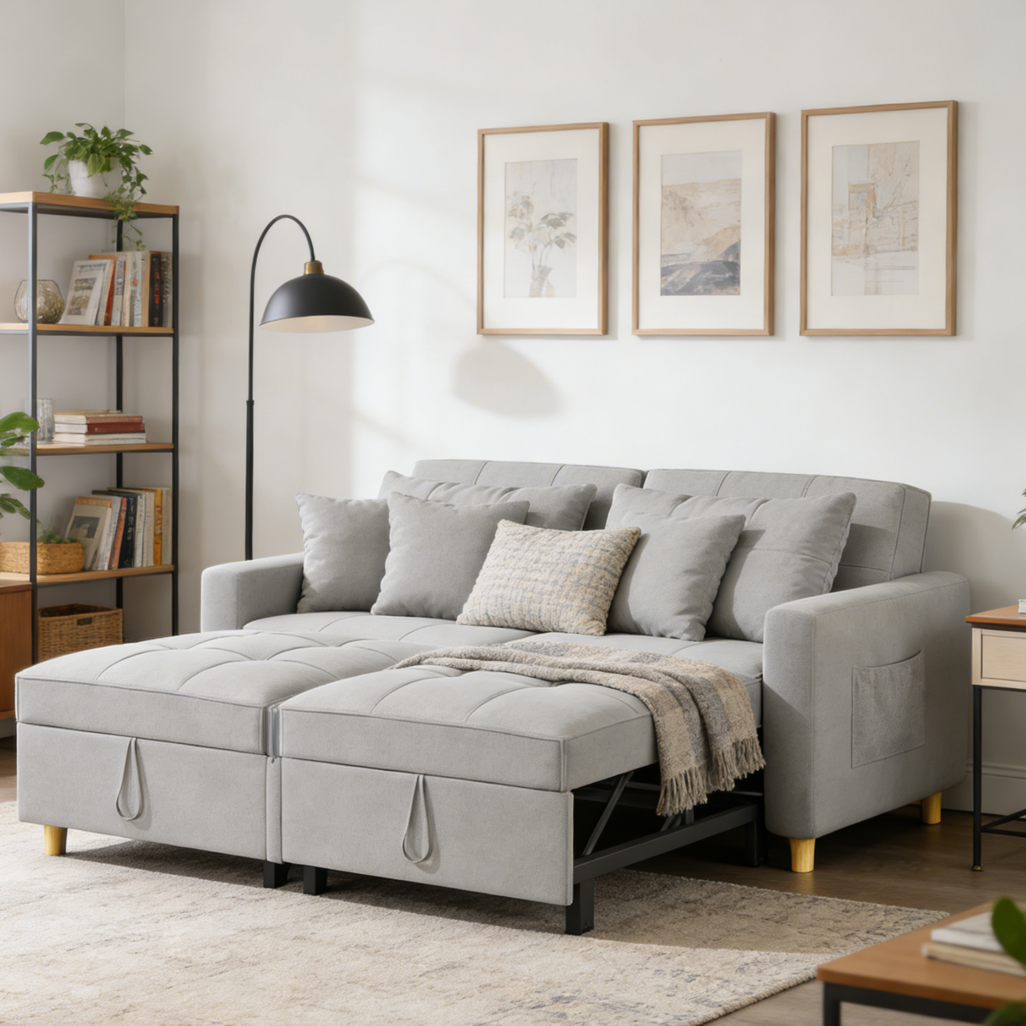 YODOLLA Comfortable 3-1 Convertible Sofa Bed, Gray