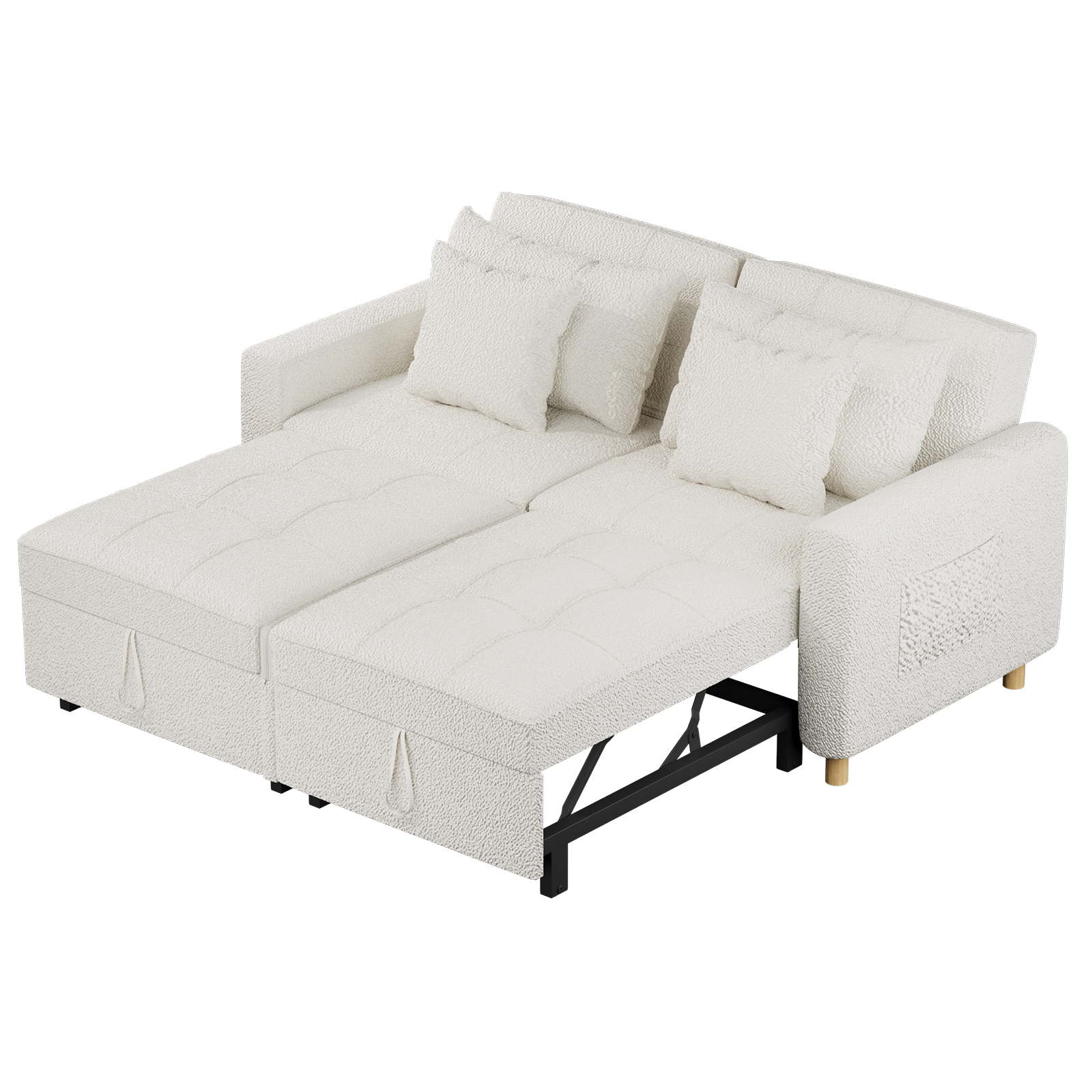 YODOLLA Comfortable 3-1 Convertible Sofa Bed,Teddy White