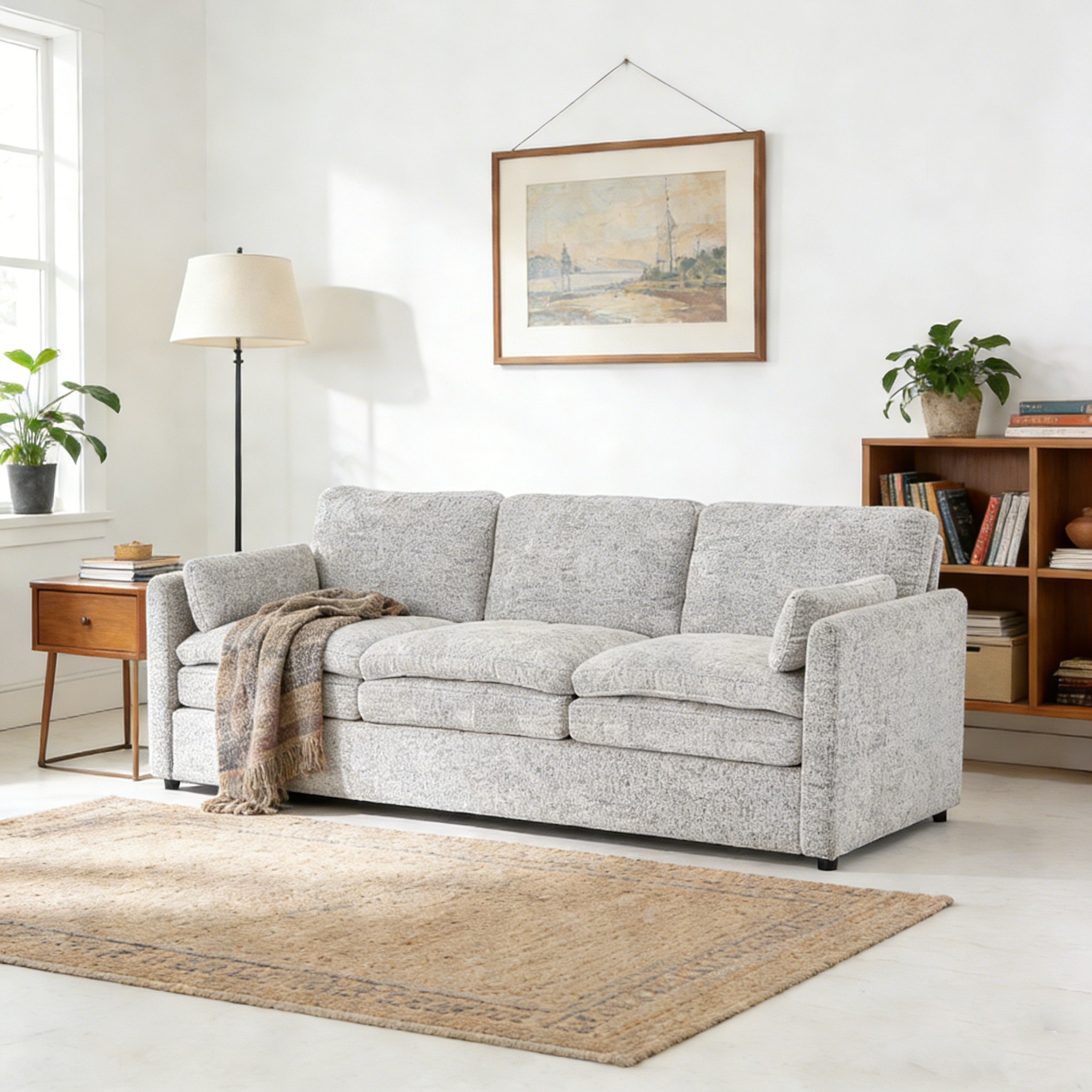 YODOLLA 89" Chenille Sofa, 3-Seater, 2 Removable Pillows, Graybest
