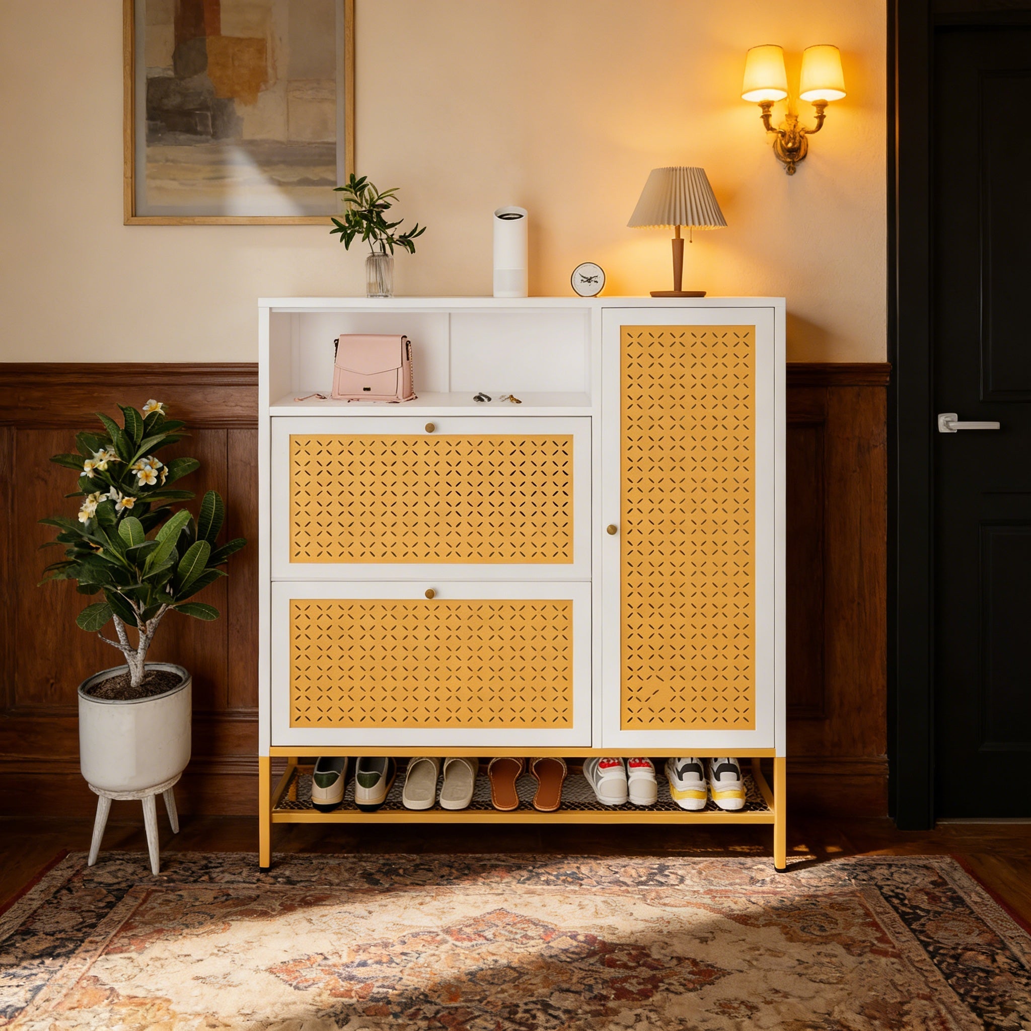 YODOLLA Shoe Storage Cabinet with 2 Flip Drawers Hidden Shoe Organizerbest