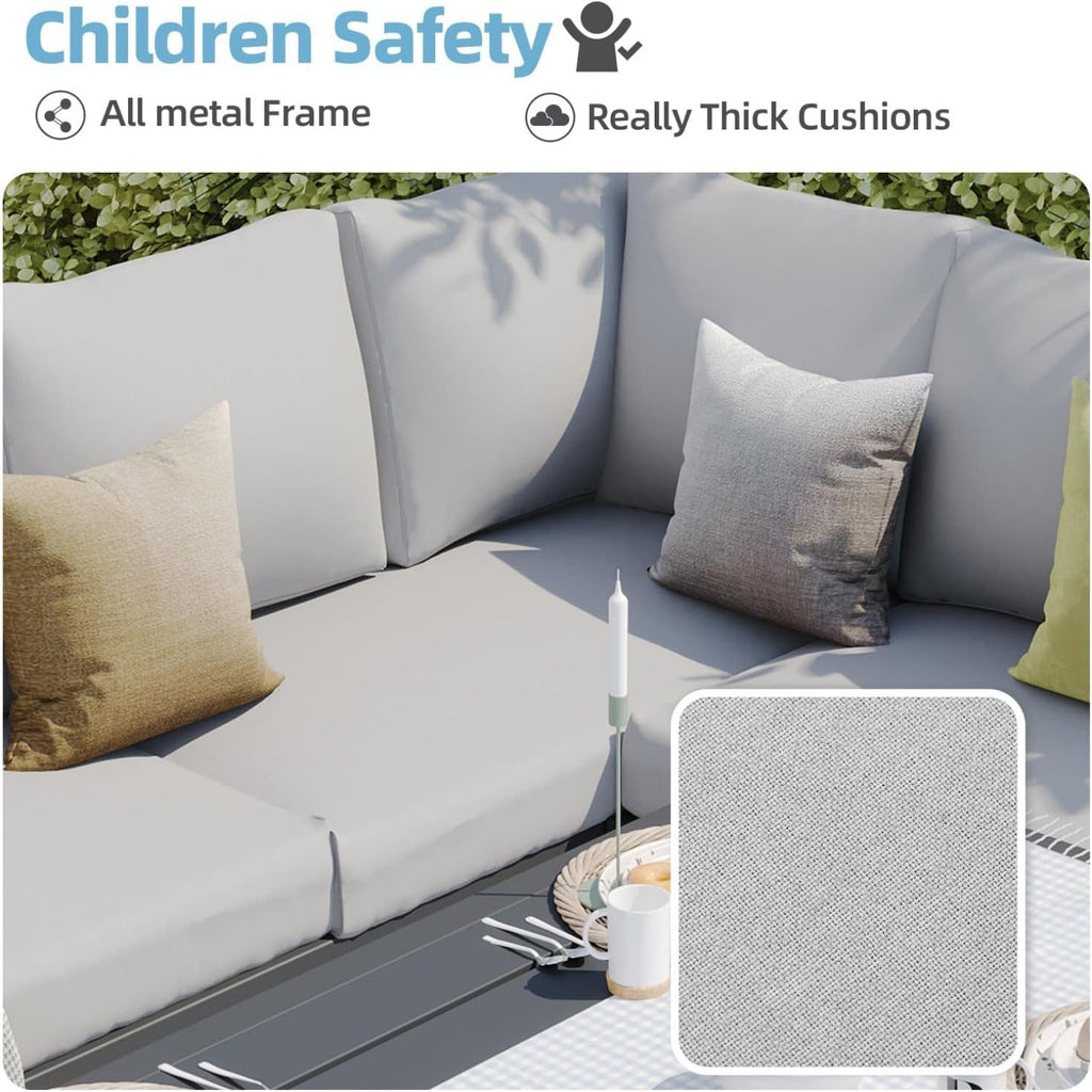 YODOLLA 7 Pieces Metal Patio Furniture Set, Light Grey