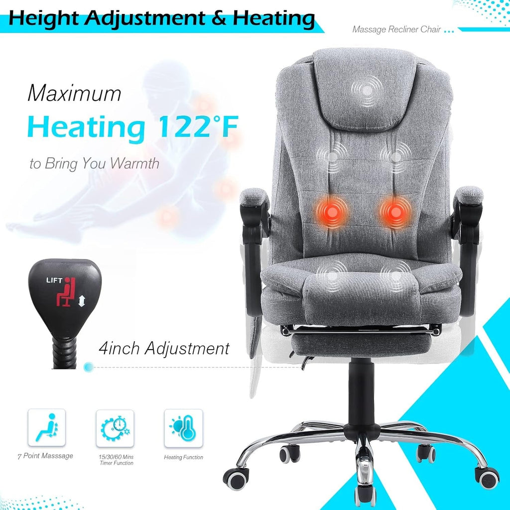 YODOLLA Ergonomic Office Chair with Heat&Massage, Fabric Graybest