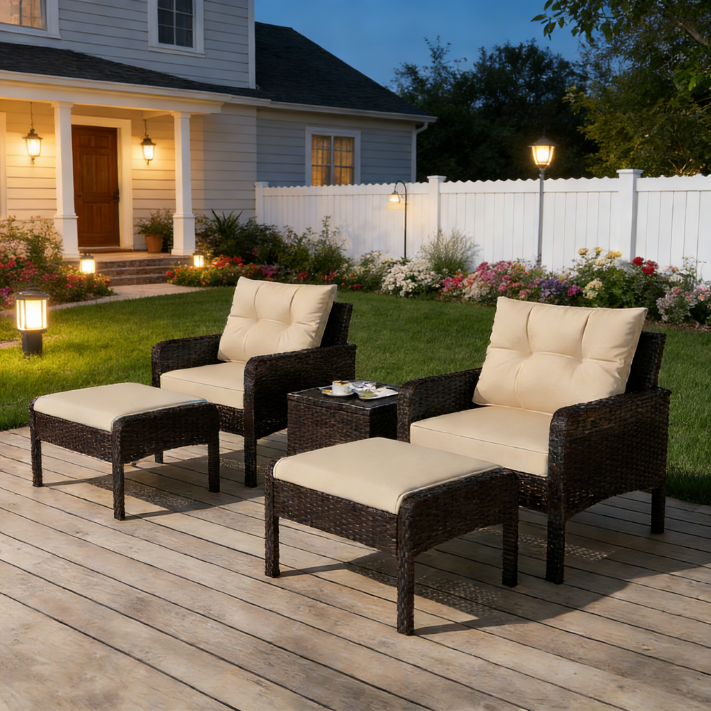 YODOLLA Outdoor 5 Pieces Patio Furniture Set, Beigebest