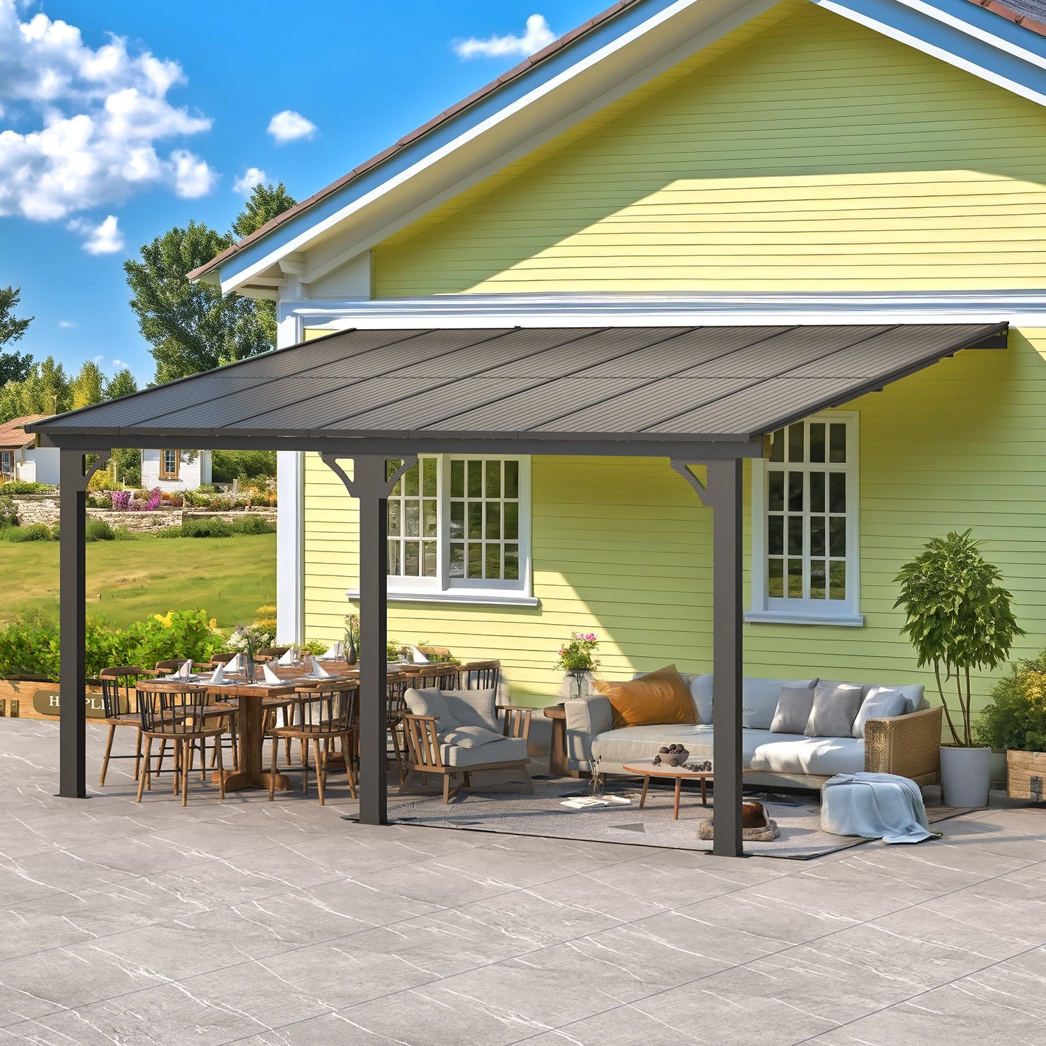 YODOLLA 14' × 10’ Adjustable Height Outdoor Gazebo Pergola for Patio