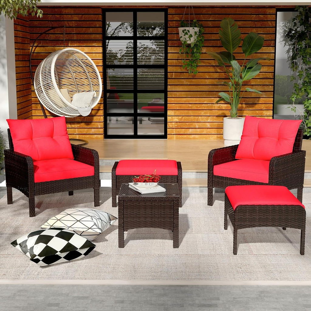 YODOLLA Outdoor 5 Pieces Patio Furniture Set, Redbest
