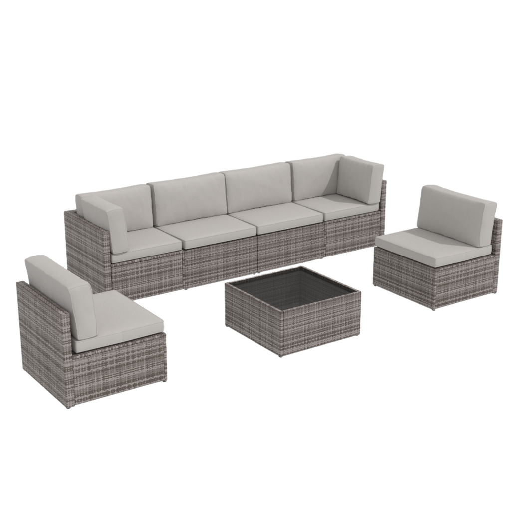 YODOLLA 7 Piece Outdoor Patio Furniture Set, Gray & Gray