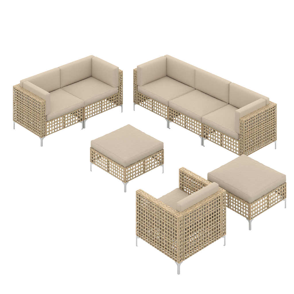 YODOLLA 8 Pieces Outdoor Wicker Patio Furniture Sofa