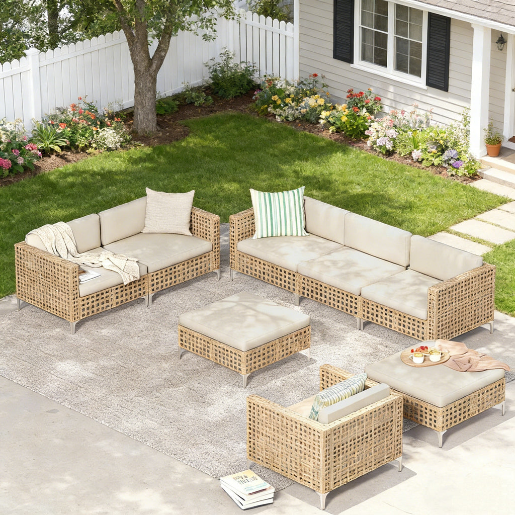 YODOLLA 8 Pieces Outdoor Wicker Patio Furniture Sofa