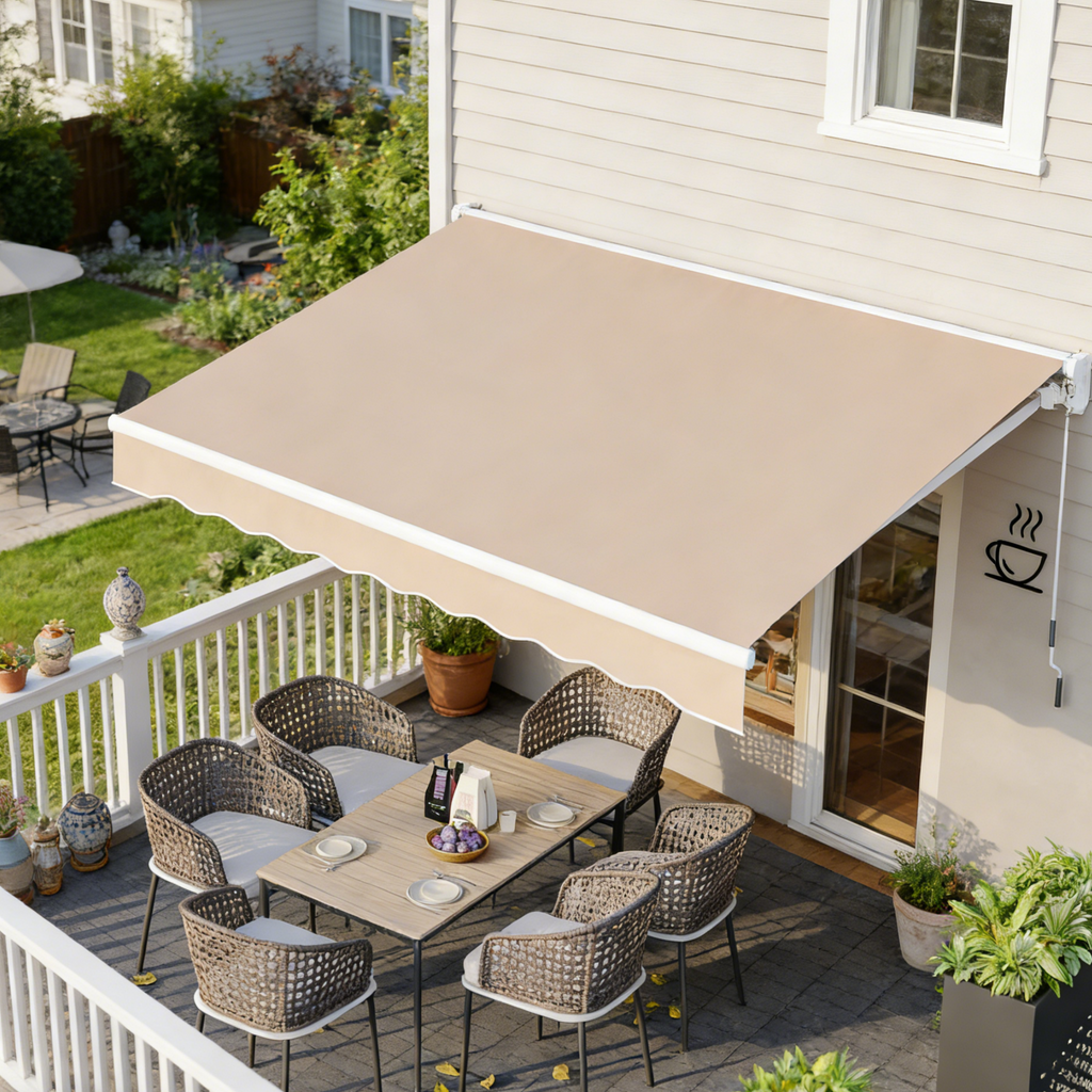 YODOLLA 13'×10' Manual Retractable Awning Sun Shade Patio
