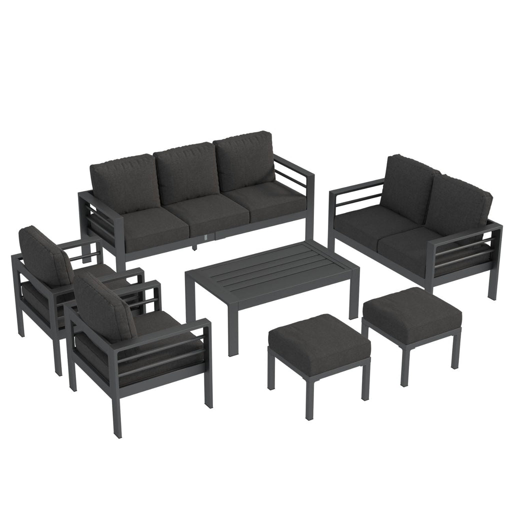 YODOLLA 7 Pieces Aluminum Patio Furniture Set, Dark Gray