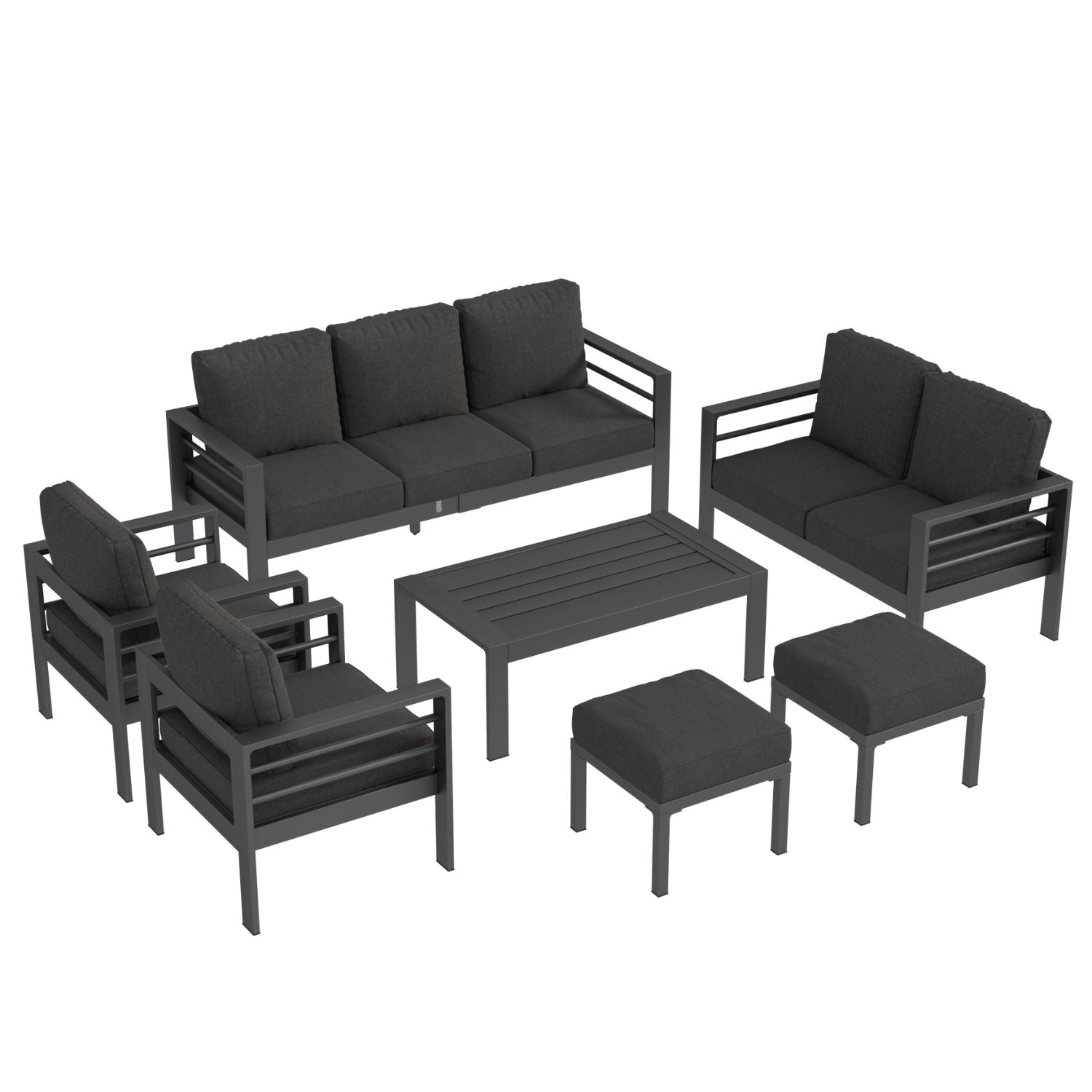 YODOLLA 7 Pieces Aluminum Patio Furniture Set, Dark Gray