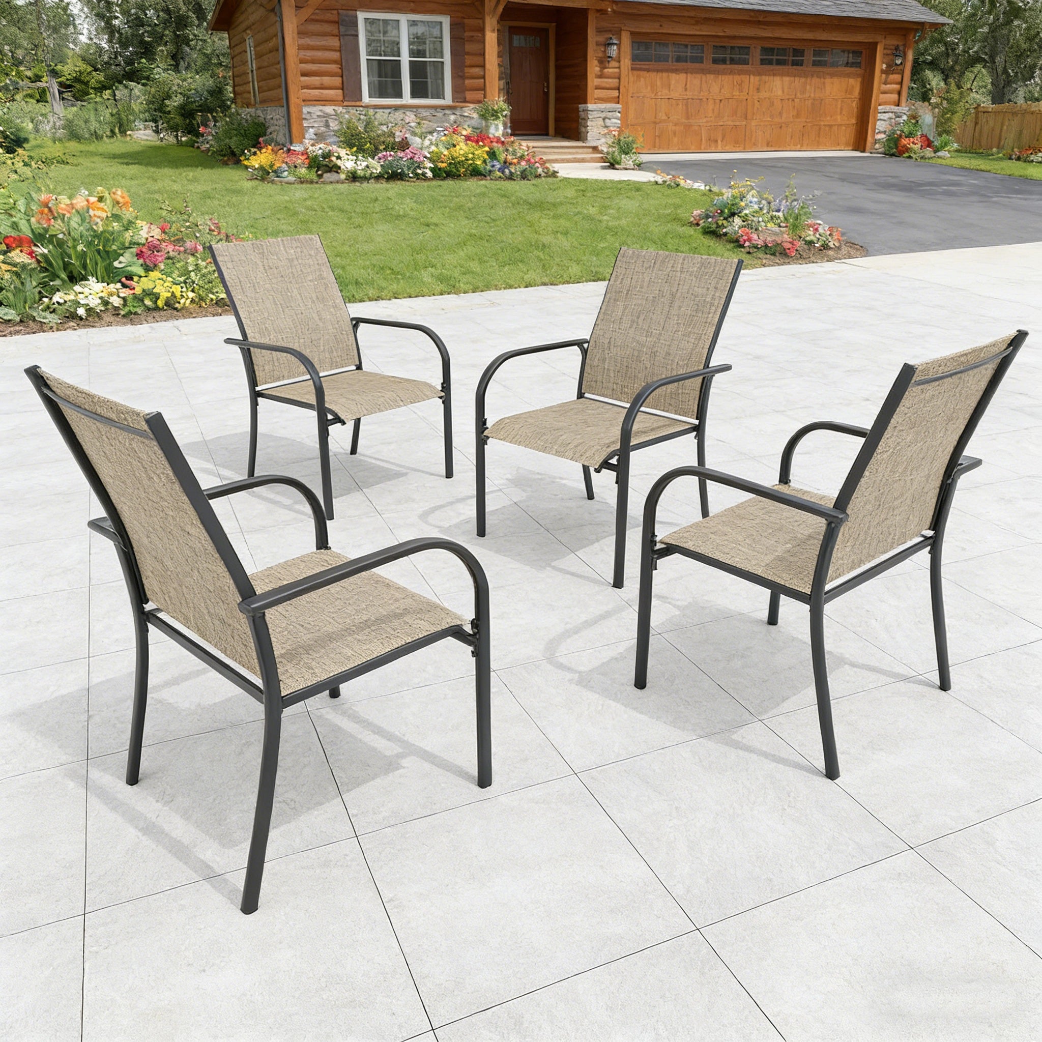 YODOLLA Patio Dining Chairs Set for 4, Stackable Textilene Patio Chairsbest