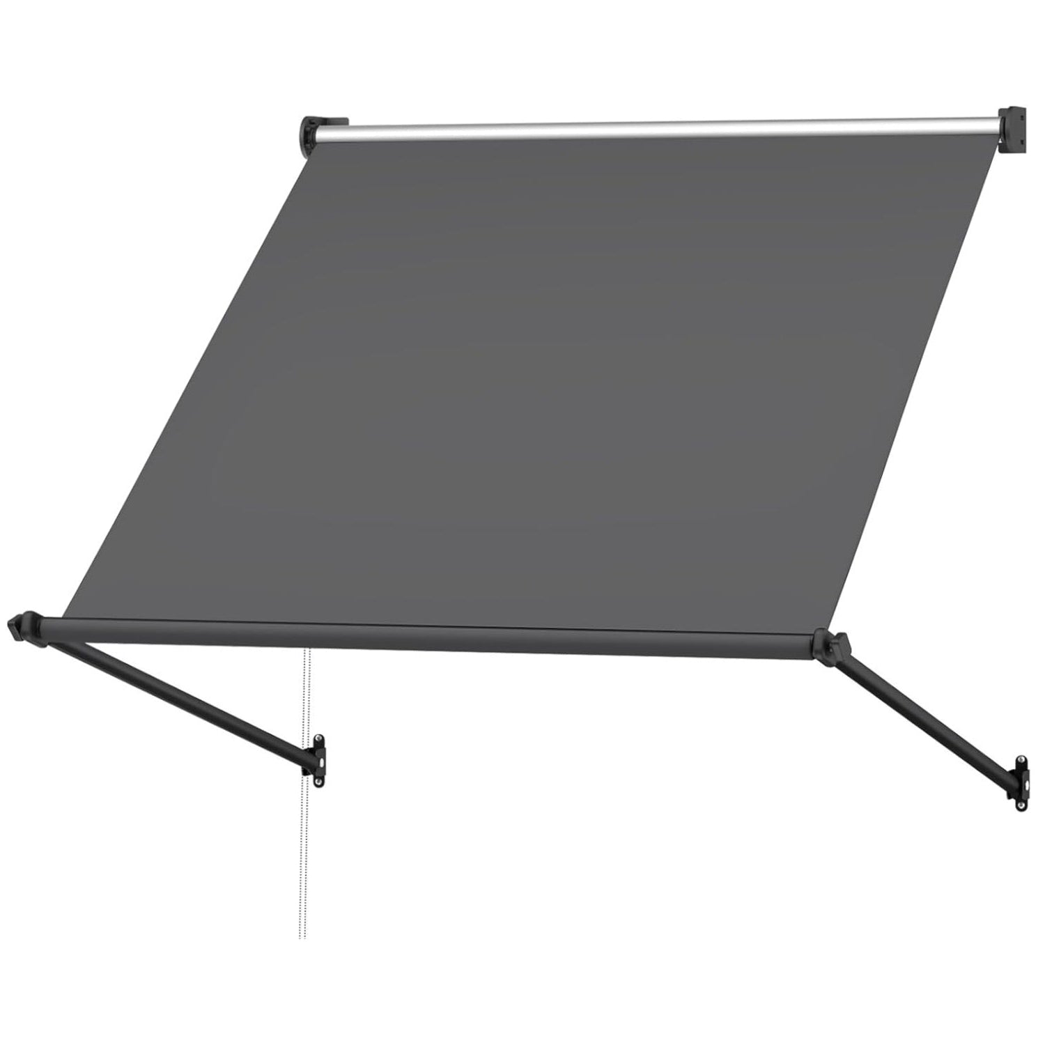 YODOLLA Retractable Awning, Manual Outdoor Awnings, Dark Grey
