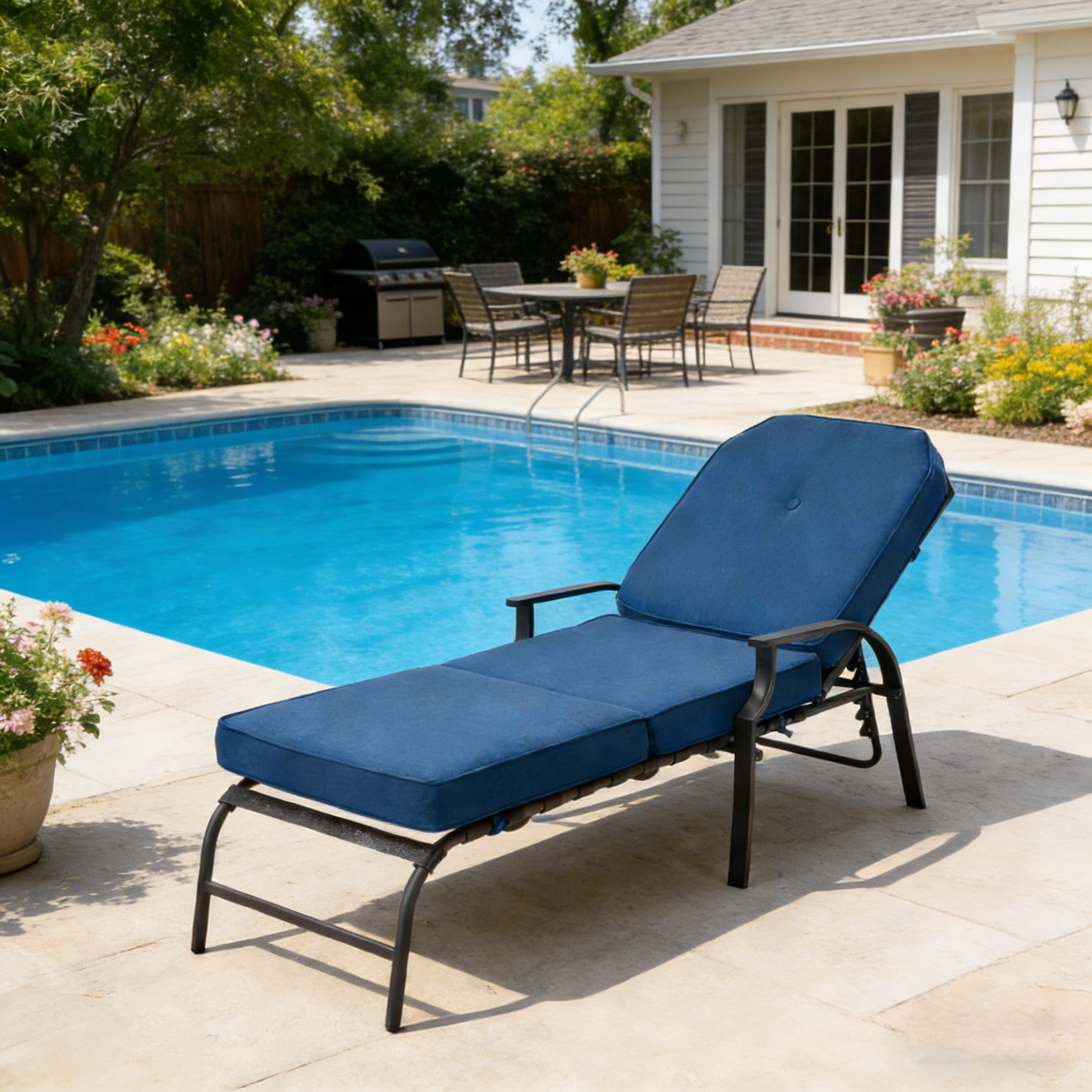 YODOLLA Adjustable Outdoor Chaise Lounge, Blue