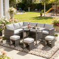 YODOLLA 7-Pc Patio Set, Grey Rattan & Grey Cushion