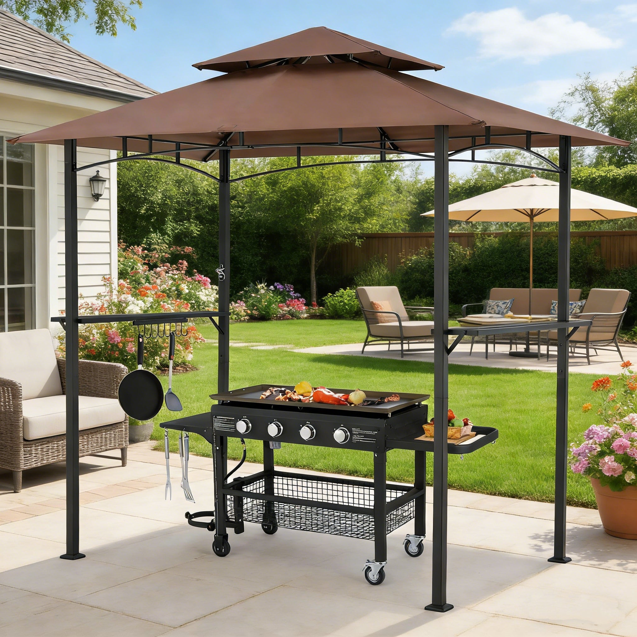 YODOLLA 8' x 5' Grill Gazebo, Brown