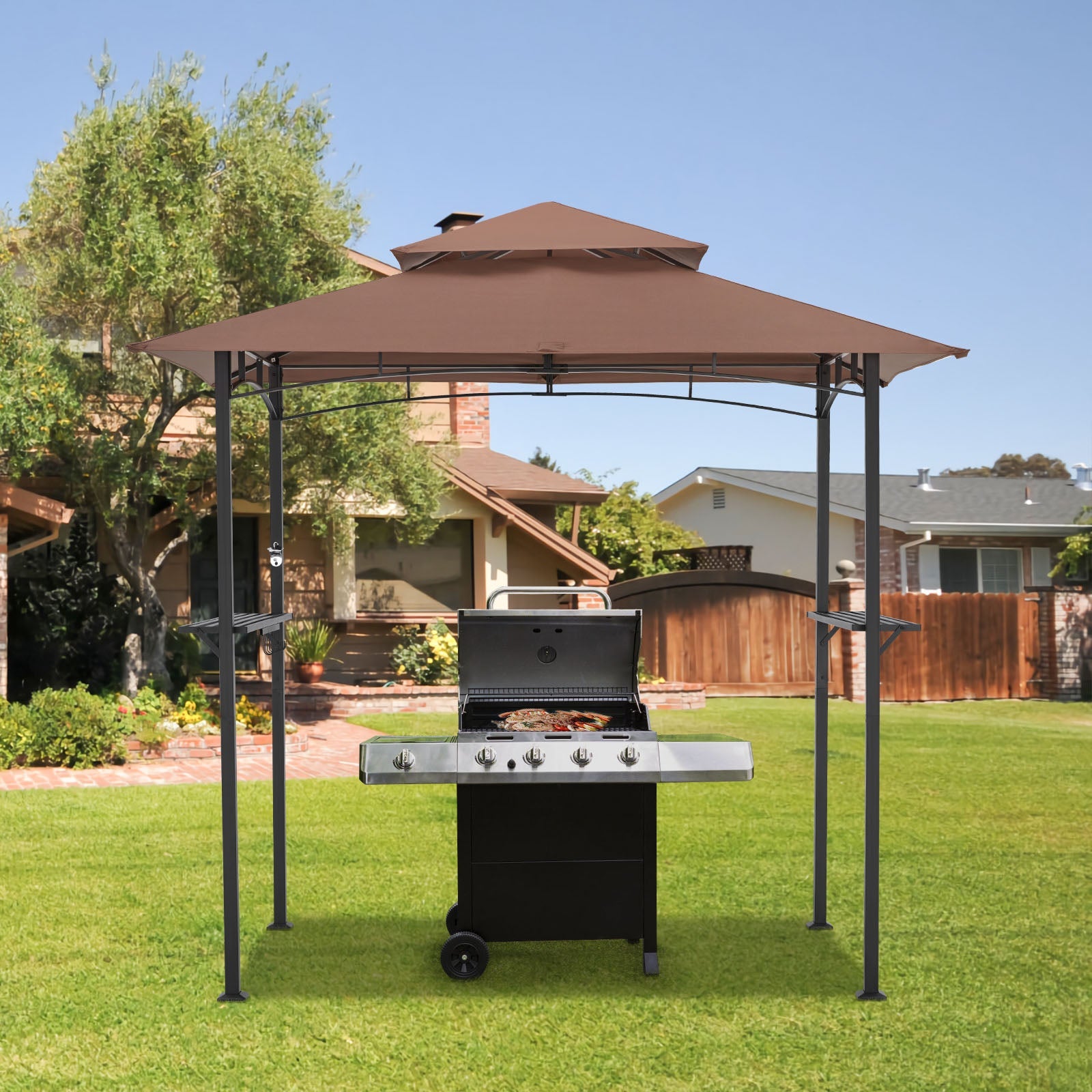 YODOLLA 8' x 5' Grill Gazebo, Brown