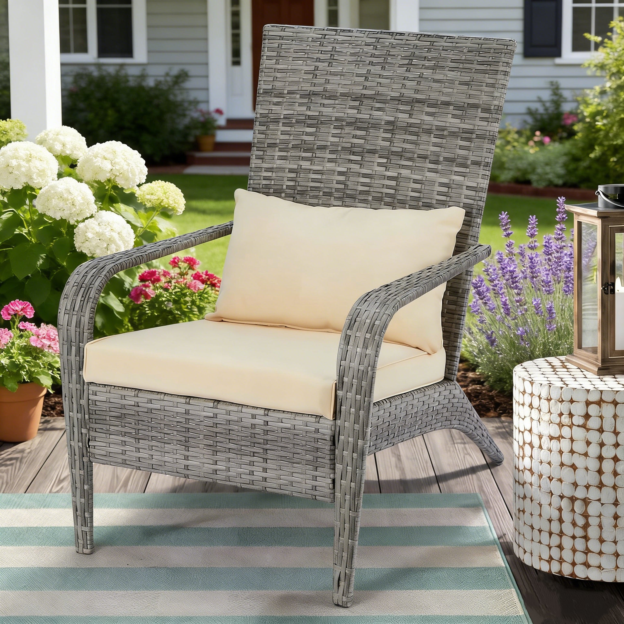 YODOLLA Patio Adirondack Wicker Chair, Grey