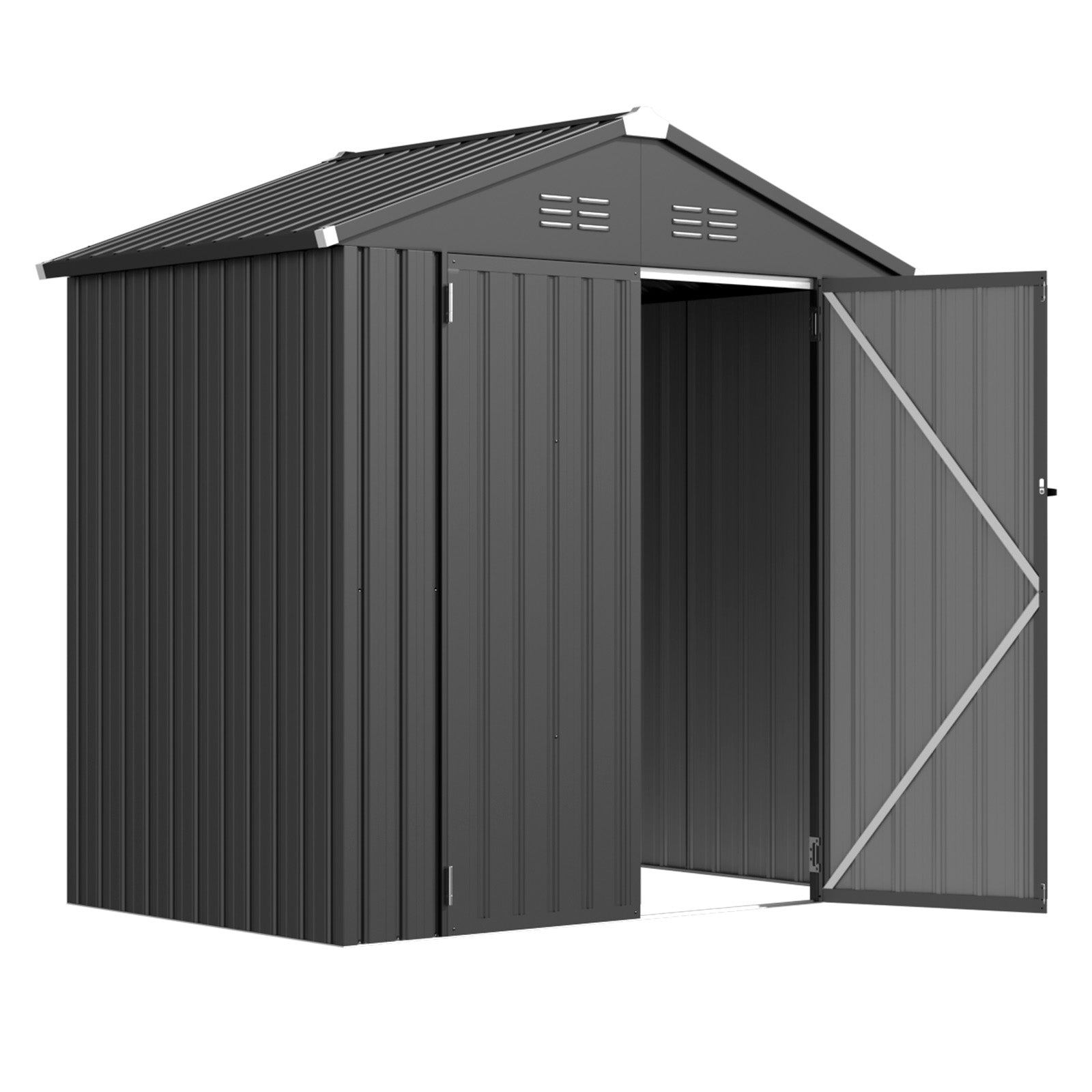 YODOLLA Shed 6' x 4' Storage Shed, Metal Sheds & Outdoor Storage, Dark Grey