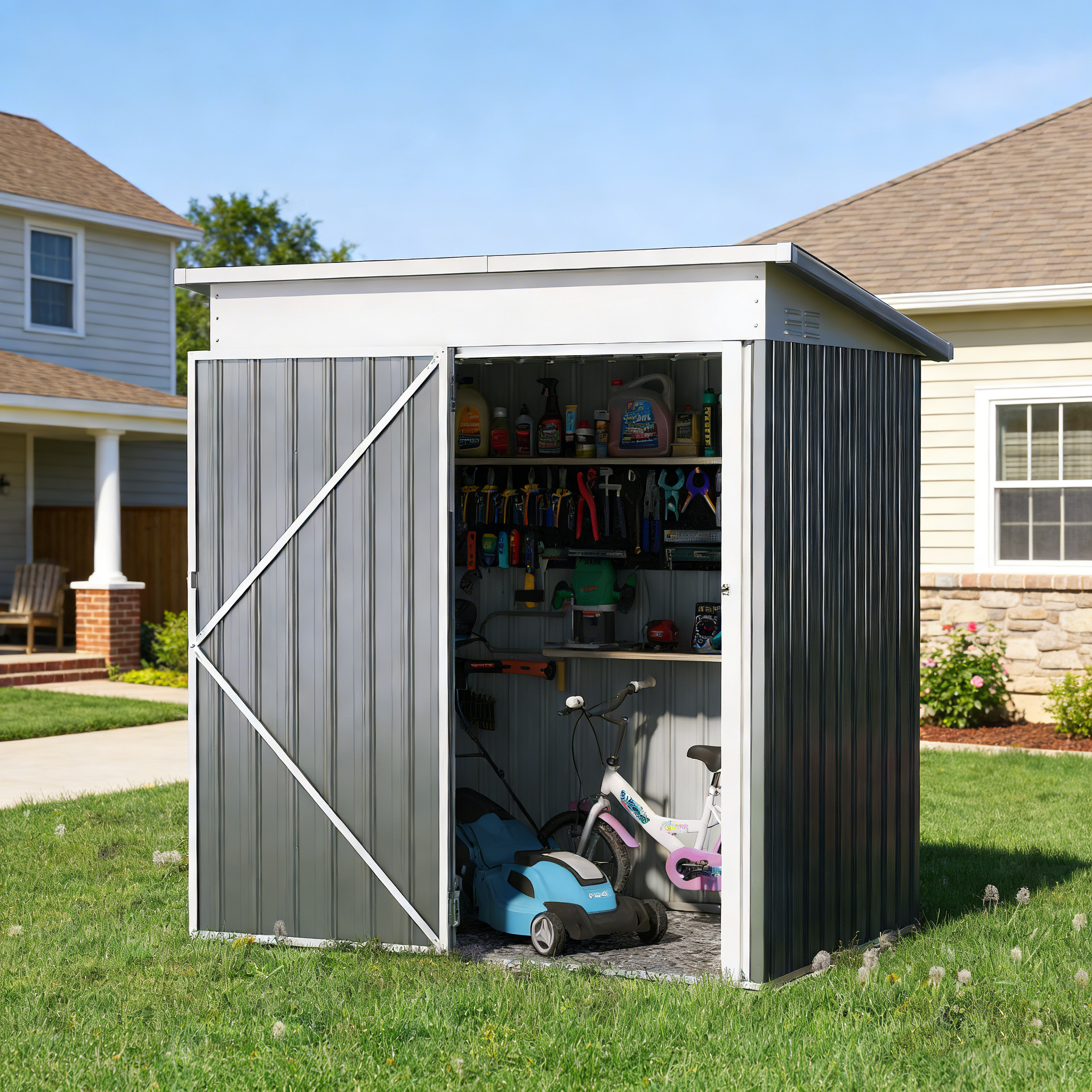 YODOLLA 5'x3' Outdoor Storage Shed, Dark Gray