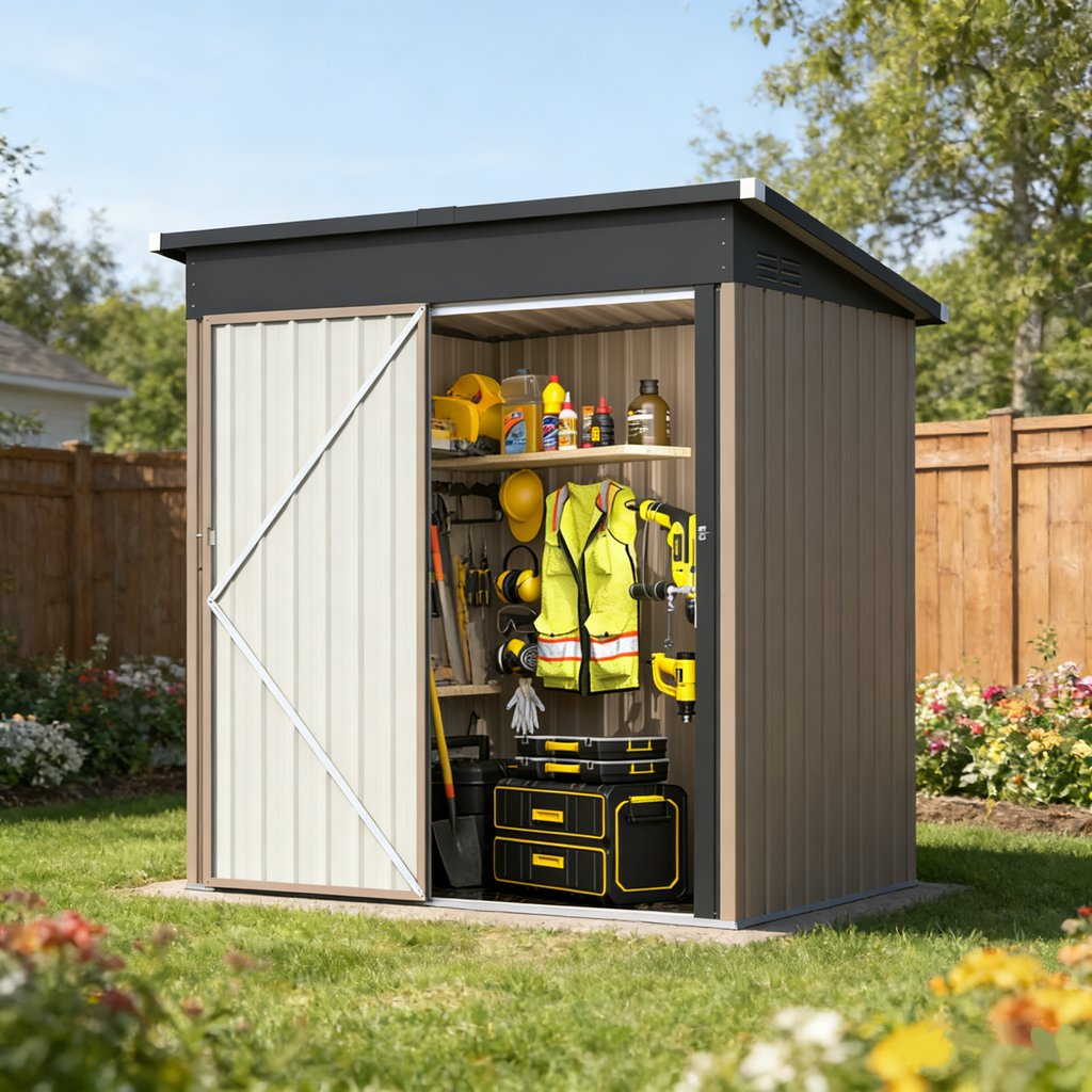 YODOLLA 5'x3' Outdoor Storage Shed with Floor Base
